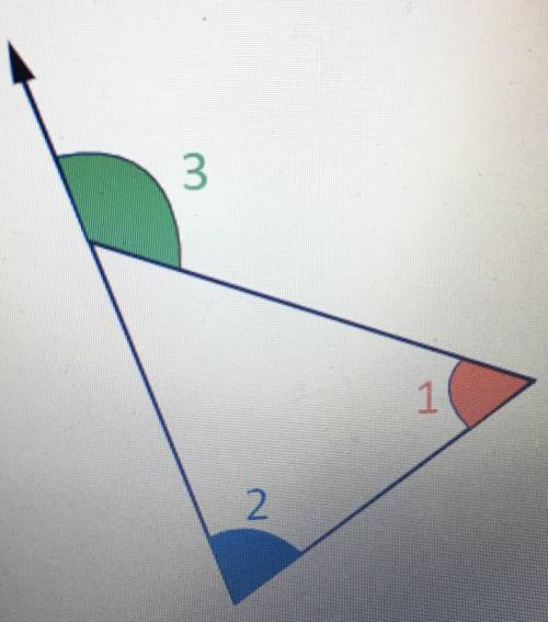 NEED HELP ASAP! What is the relationship between angles 1, 2, and 3?