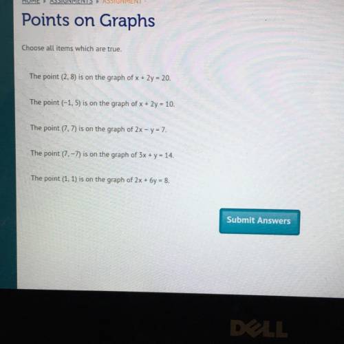 Points on graphs choose all items which are true