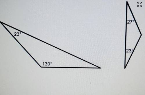 1.) Are these two triangles similar triangles? Explain how you know. (Note: Triangles are not drawn