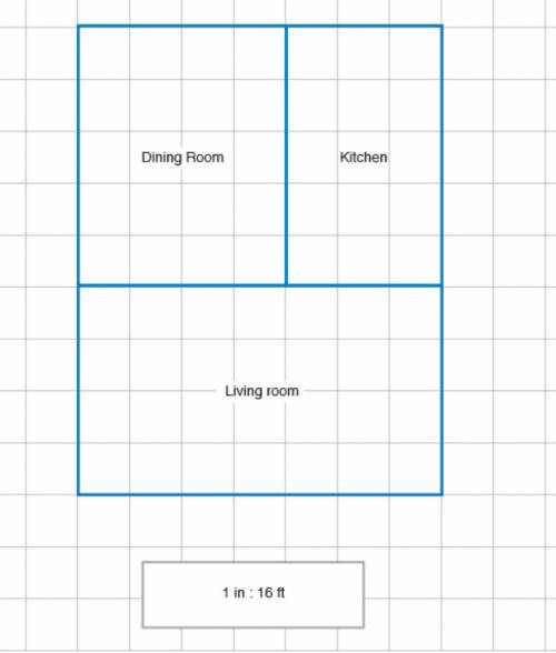 PLS HELP NOW

The figure shows a blueprint of a dining room, kitchen, and living room. Each square