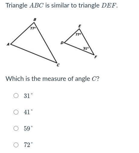 Which is the measure of angle C?