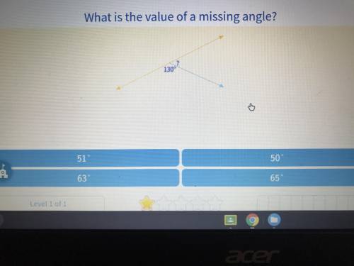 Geometry please help Will give the brainliest!!
What is the value of the missing angle?