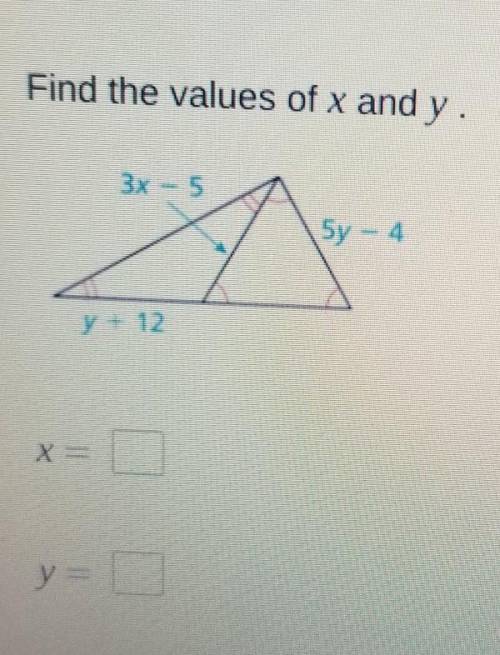 Find the value of x and y