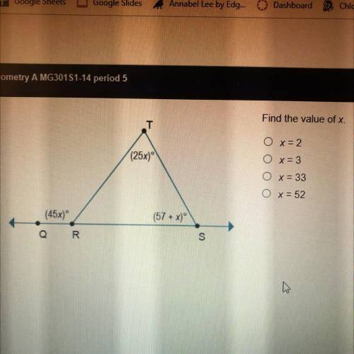 Please help me find the value of x
