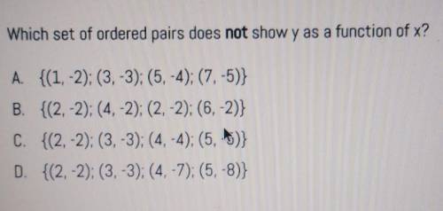 Which set of ordered pairs not show y as a function of x?