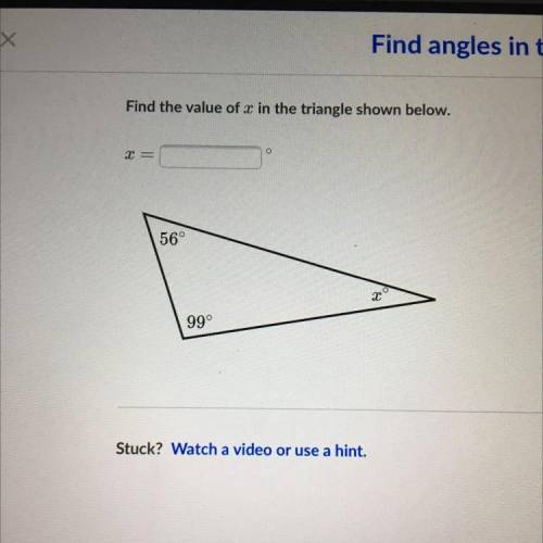 Find the value of x in the triangle 
X=??