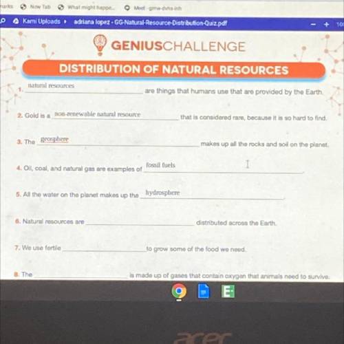 GENIUSCHALLENGE
DISTRIBUTION OF NATURAL RESOURCES
Answers