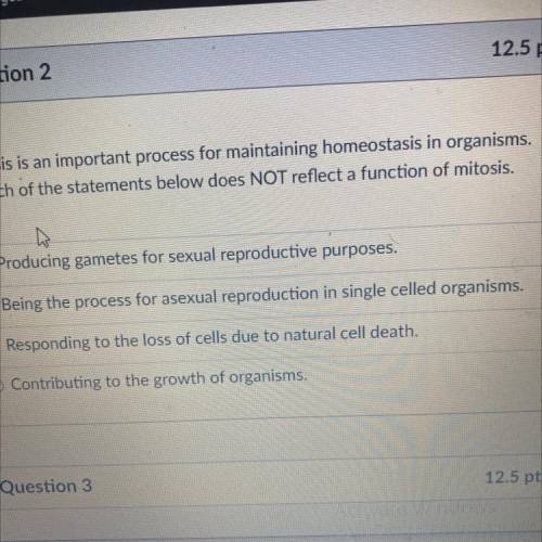 NEED HELP QUICK 15 POINTS

Mitosis is an Important process for maintaining homeostasis in organism