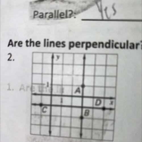 Are the lines perpendicular(need work to support my answer, maybe the slope formula)