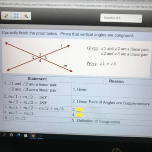 Given:angle1 and angle2 are a linear pair angle2 and angle3 are a linear pair

Prove: angle1 cong