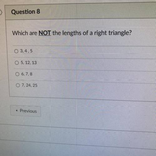 Which are not lengths of a right triangle?