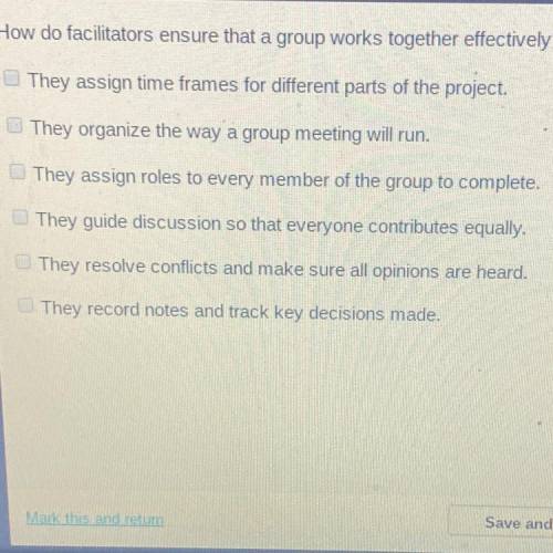 How do facilitators ensure that a group works together effectively? Check all that apply.

They as