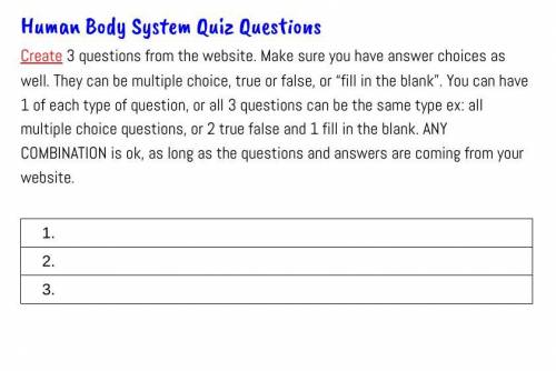 Can someone please come up with some good science quiz questions?

(read the instructions.)
the we