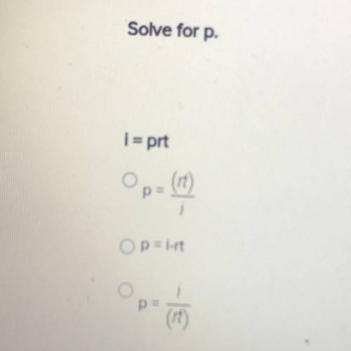 What is the solution for p.
1 = prt