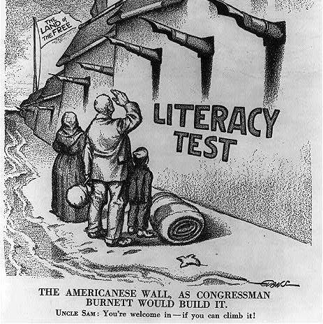 What is the political cartoon “The Americanese Wall” depicting?