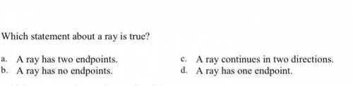 *Geometry* Which statement about a ray is true?
