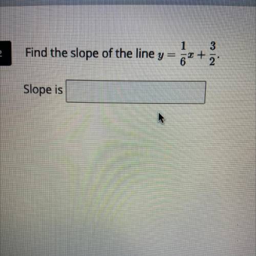Find the slope of the line y=1/6x+3/2