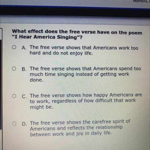 What effect does the free verse have on the poem
I Hear America Singing?