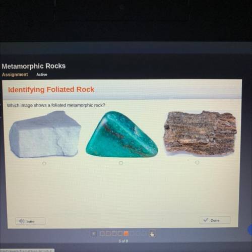 Which image shows a foliated metamorphic rock?
