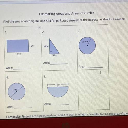 PLEASE HELP QUICKLY g Areas and Areas...

Estimating Areas and Areas of Circles
Find the area of e