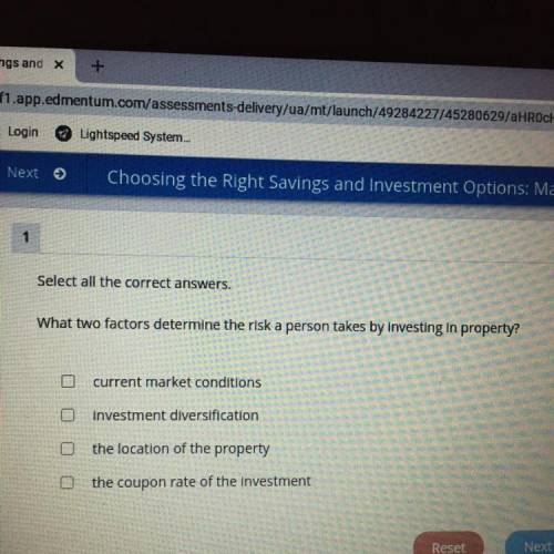 Select all the correct answers. What two factors determine the risk a person takes by investing in