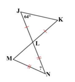 PLEASE HELP ASAP

Given the information in the diagram below, find the measure of angle N. Use com