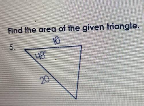 Find the area of the given triangle. 16 5. 20