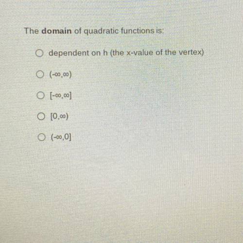 SUPER EASY, WILL GIVE BRAINLIEST
What’s the domain of quadratic functions?