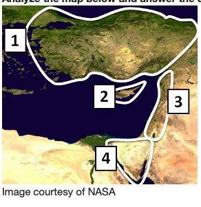 On the map above, the Anatolian Peninsula is located at __________.

A.
Number 1
B.
Number 2
C.
Nu