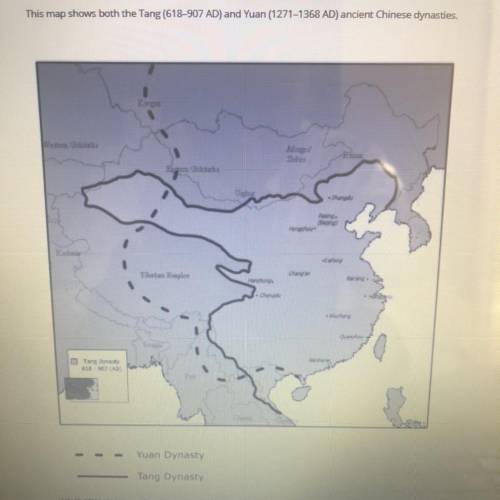 Which statement best describes what is shown on the map

A. The Tang Dynasty‘s territory match the