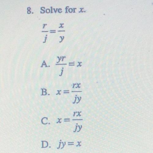Solve for x
Is it A,B,C or D?