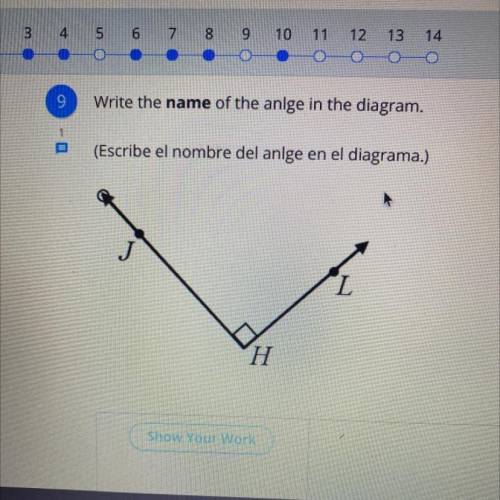 Write the name of the anlge in the diagram