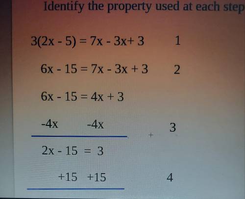 I would like to know the propertys for each step in this equation