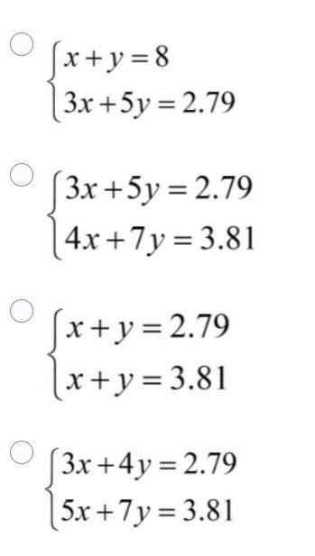 PLEASE HELP Which system of equations represents the following situation?

Mrs. Stephens bou