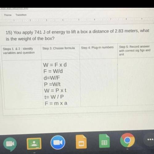 (I’ll give you 20 points if you help me) You apply 741 J of energy to lift a box a distance of 2.83