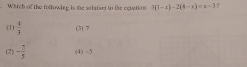 Which of the following is the solution to the equation