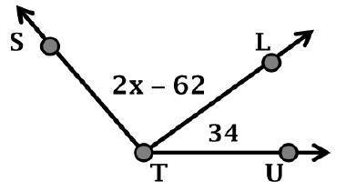 If m∠STU=4x−112. What is the m∠STL?

*In order to receive full credit you must type the equation y
