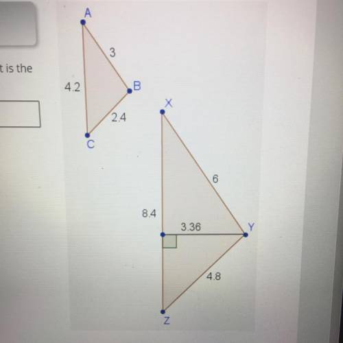 AXYZ and ABC are similar triangles. Given the dimensions shown in the diagram, what is the area of