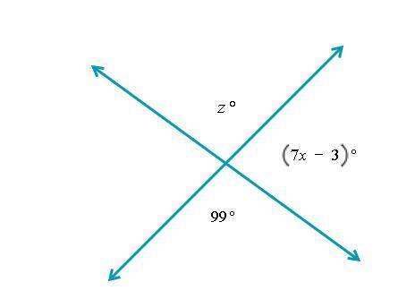 Given the figure below, find the values of x and z
