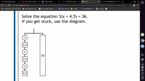 Solve the equation 3(x + 4.5) = 36.

If you get stuck, use the diagram. first one and with an expl