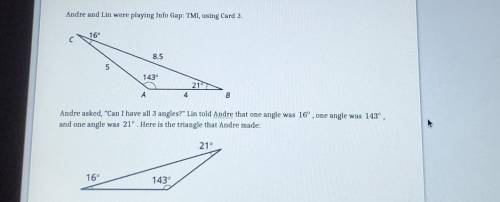 Pls help!

1. Is Andres triangle congruent to the one on the Data Card?2. What other information c
