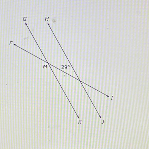 In the figure below, GK is parallel to HJ
What is the measure of KMI?