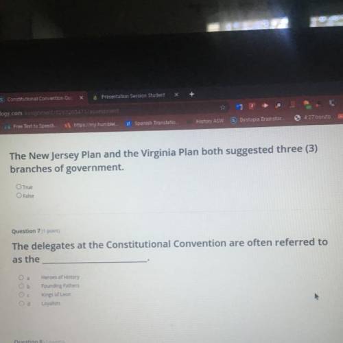 The delegate at the constitutional convention are often referred to as the

Question 7 (1 point)
T