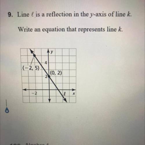 9. Line l is a reflection in the y-axis of line k.
Write an equation that represents line k.