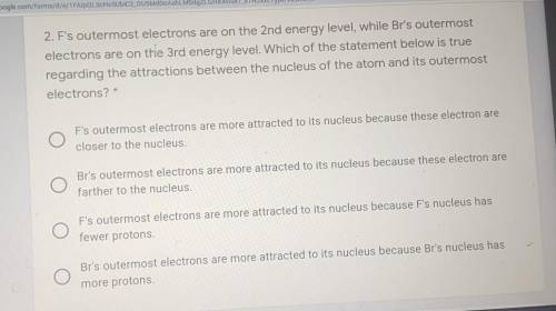 F's outermost electrons are on the second energy level , while Br's outermost electrons are on the