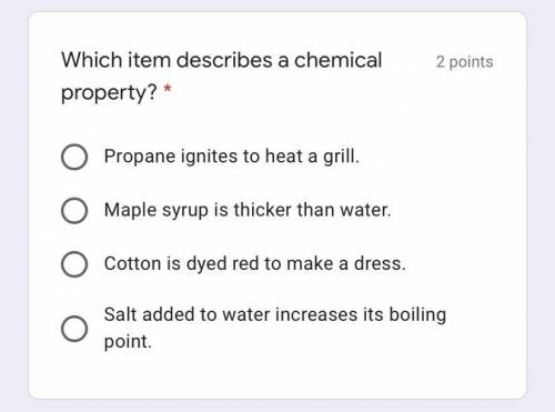 Which item describes a chemical property?