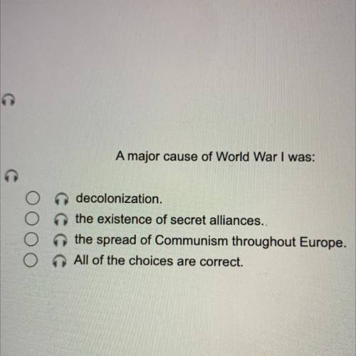 A major cause of World War I was? (Look at picture)