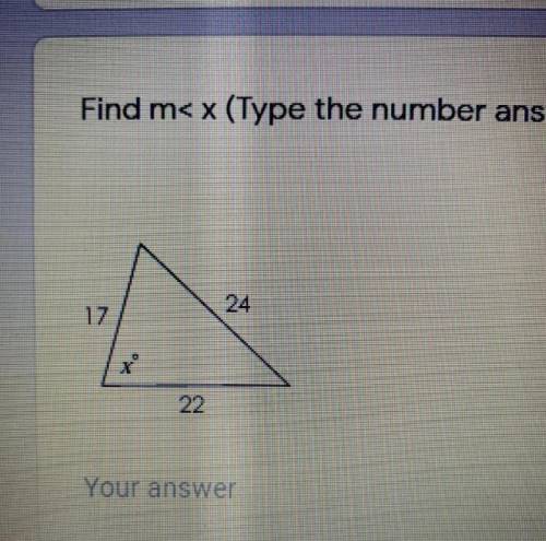 Find m< x (Type the number answer)