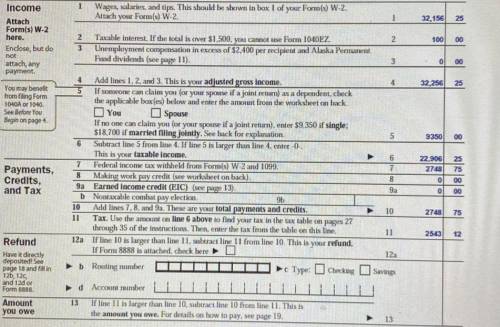 20 points‼️

Based on this partially filled out 1040EZ form, will this person receive a refund or