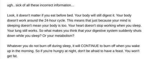 They have false information, if you eat foods all night. Your body WONT process them correctly it d
